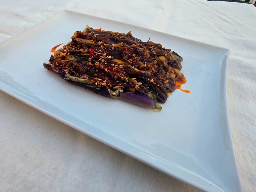 Cold Eggplant with Garlic, Scallion and Chili Oil at J.C. Hwang’s Albany