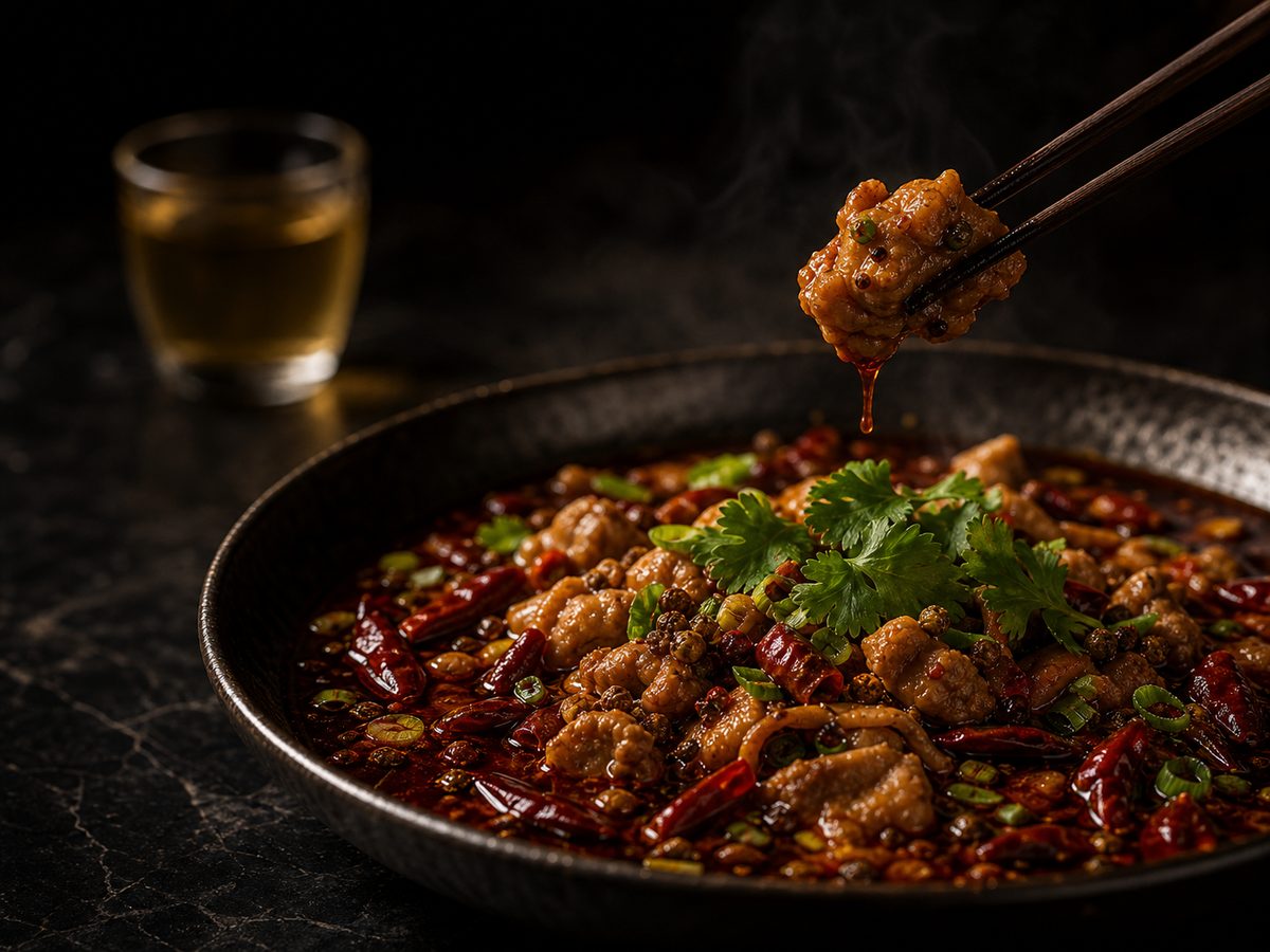 Sichuan dishes plated at J.C. Hwang’s Albany