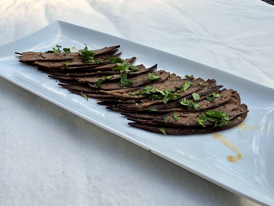 Sichuan-Flavored Salt-Baked Pork Liver at J.C. Hwang’s Albany