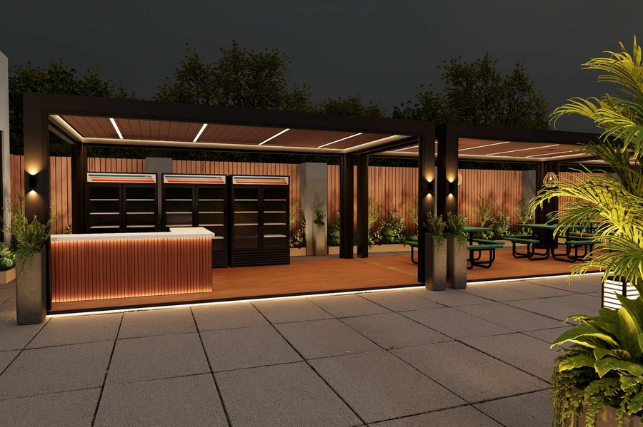 The bar on the Robata Albany patio